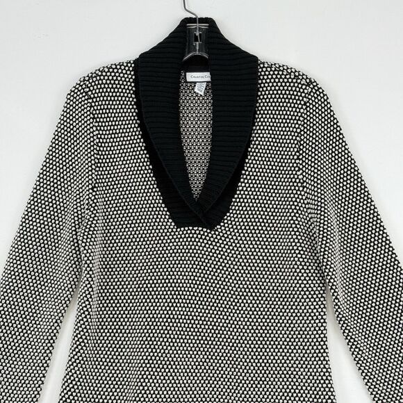 Charter Club Shawl Collar Sweater Deep Black Combo Size M - Picture 3 of 13